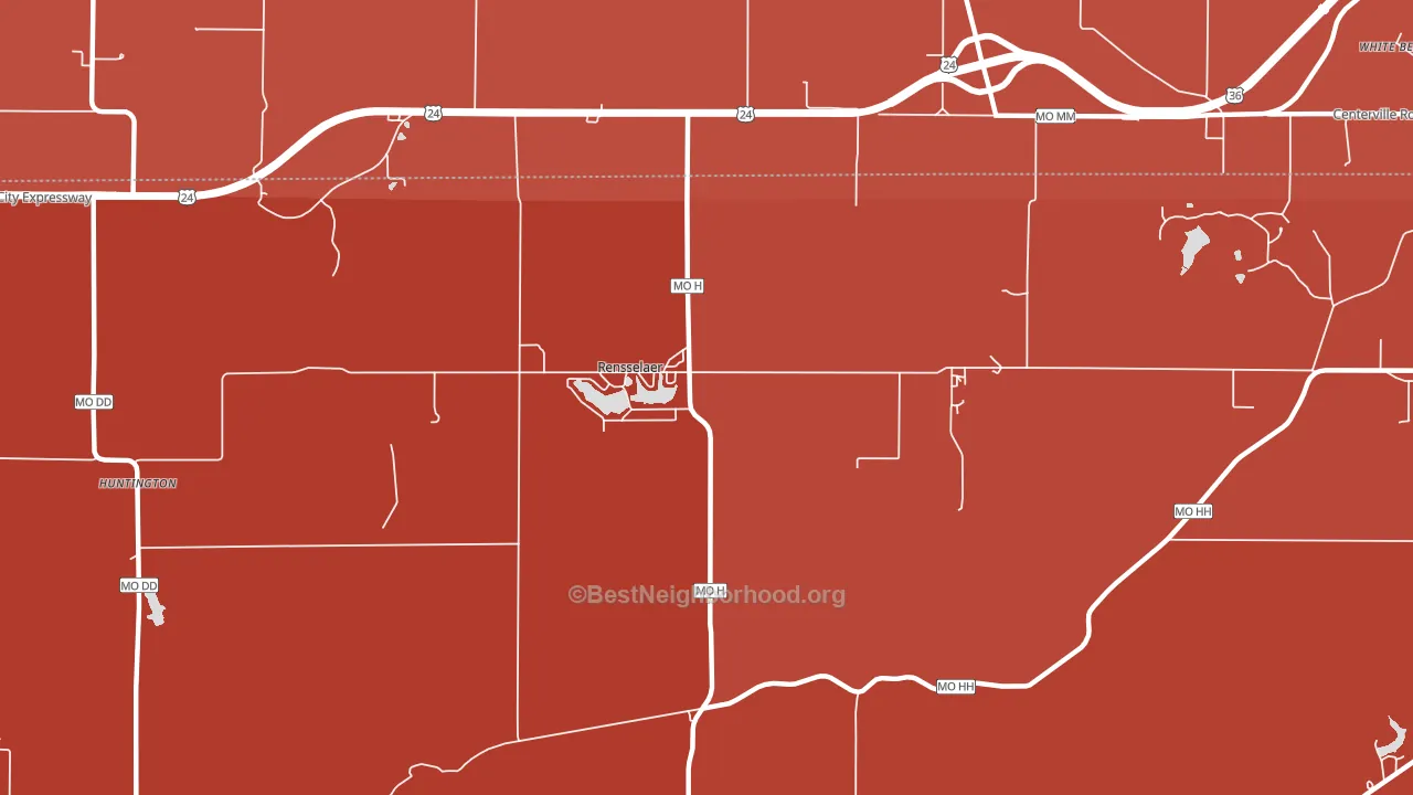 Rensselaer, MO block-group political-lean map