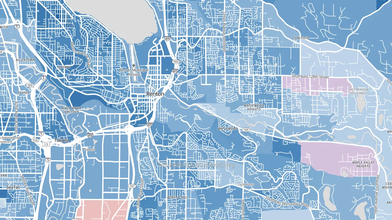 Renton, WA block-group political-lean map