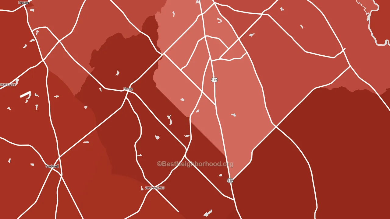 Rentz, GA block-group political-lean map
