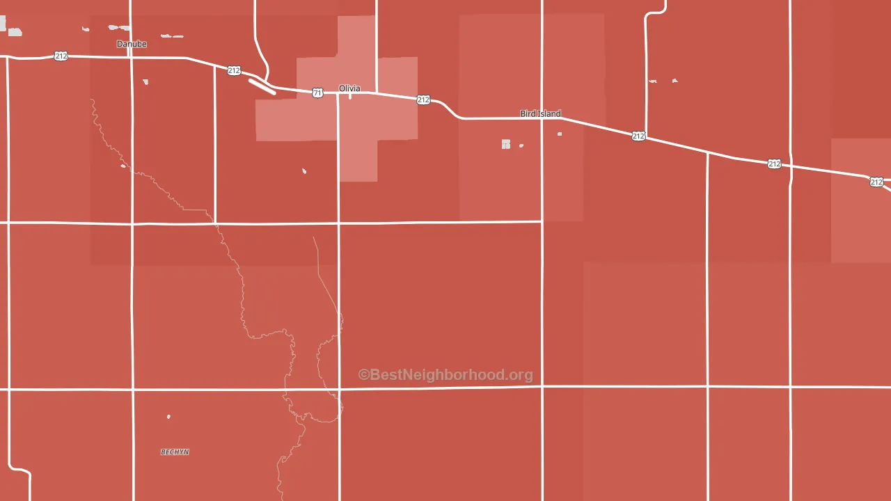 Renville County, MN block-group political-lean map