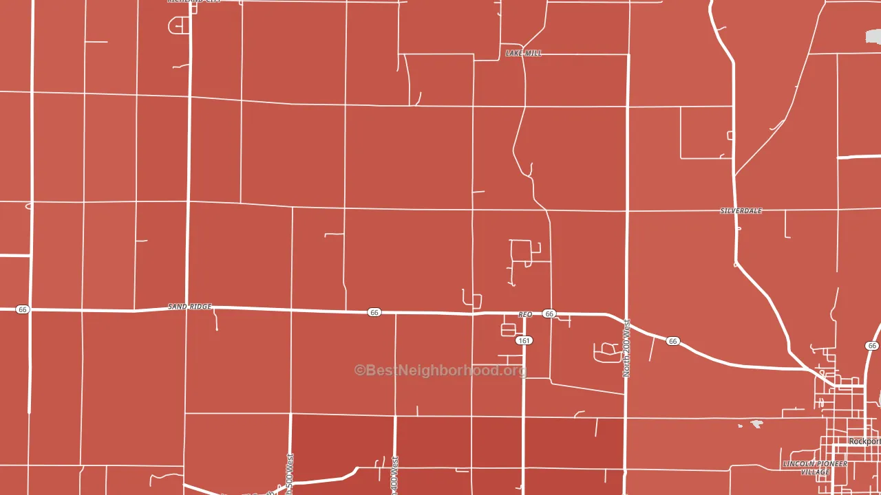 Reo, IN block-group political-lean map