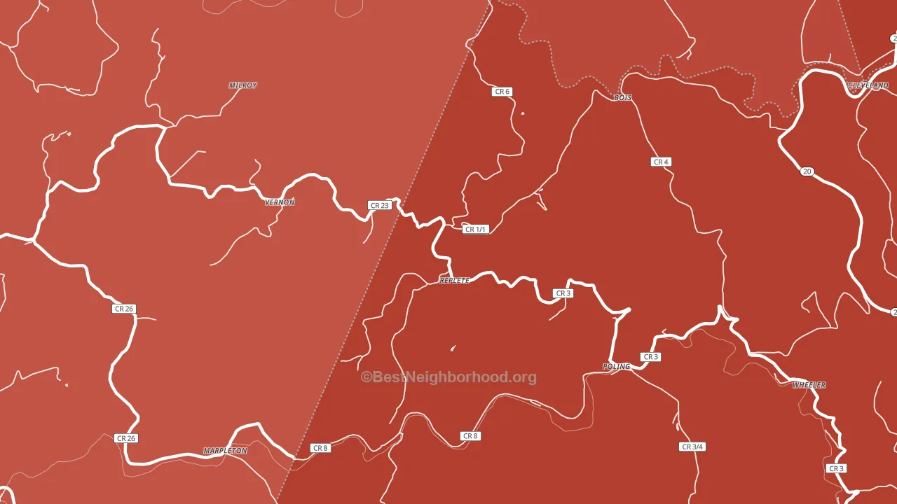Replete, WV block-group political-lean map
