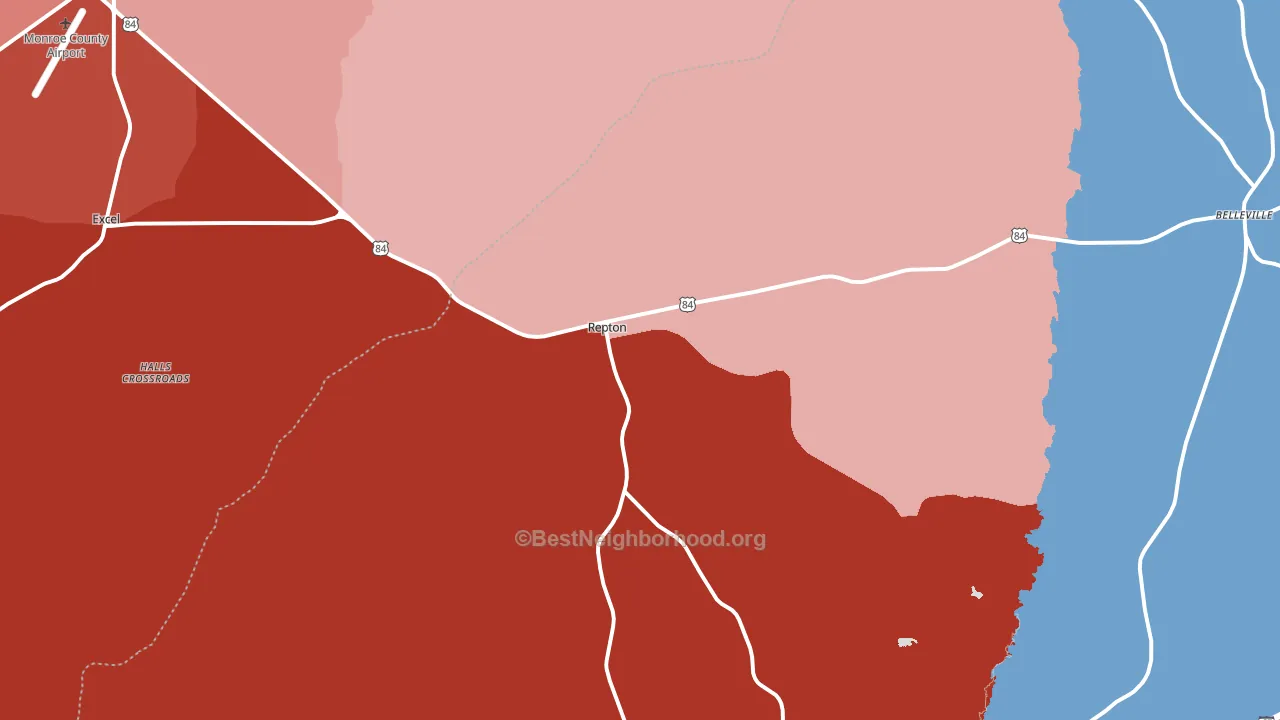 Repton, AL block-group political-lean map