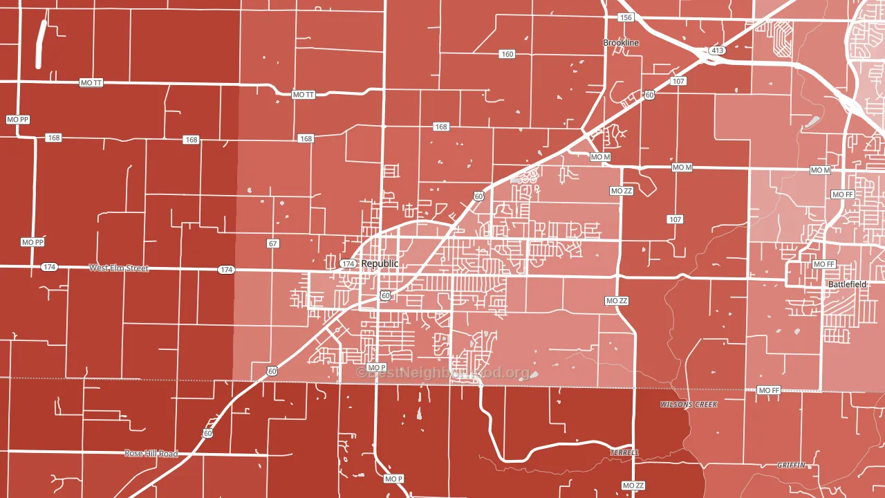 Republic, MO block-group political-lean map