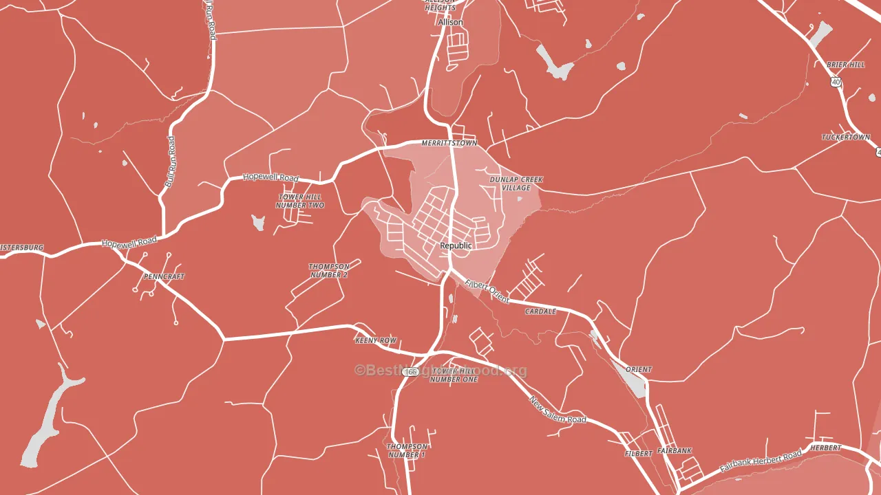 Republic, PA block-group political-lean map