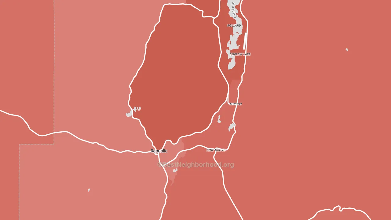 Republic, WA block-group political-lean map