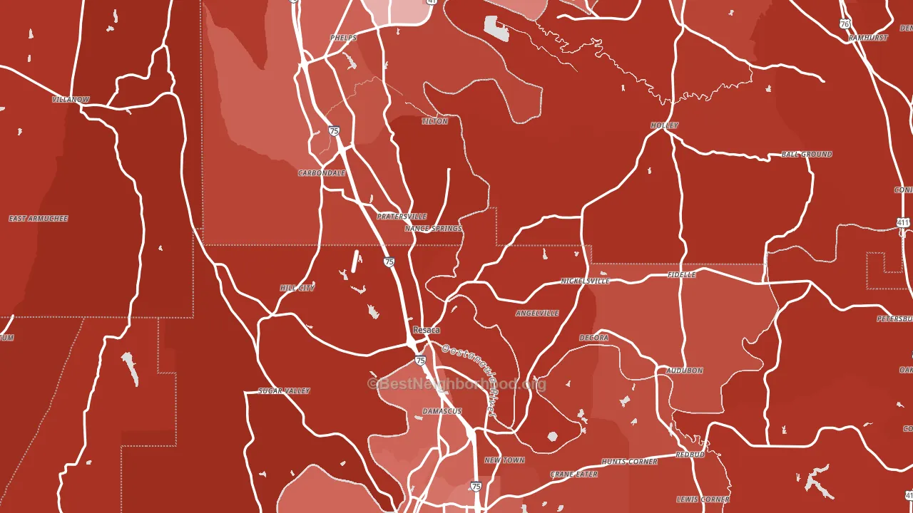 Resaca, GA block-group political-lean map