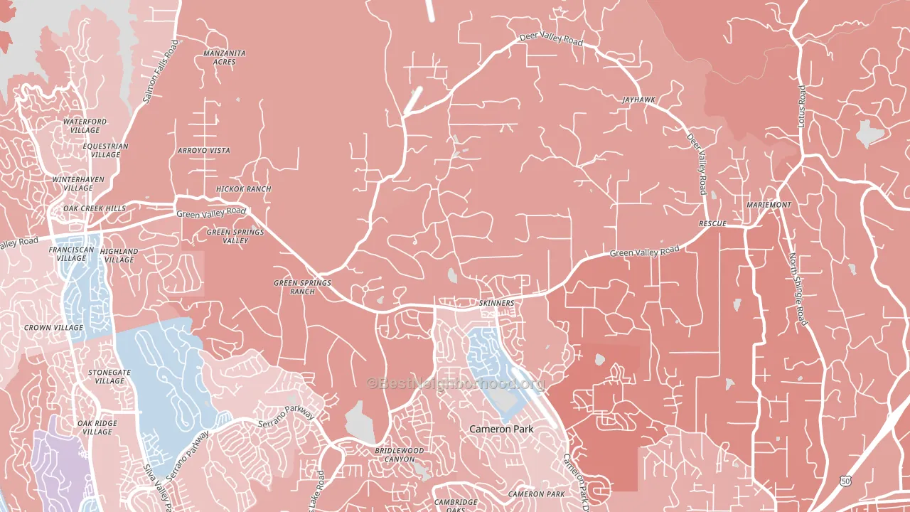 Rescue, CA block-group political-lean map