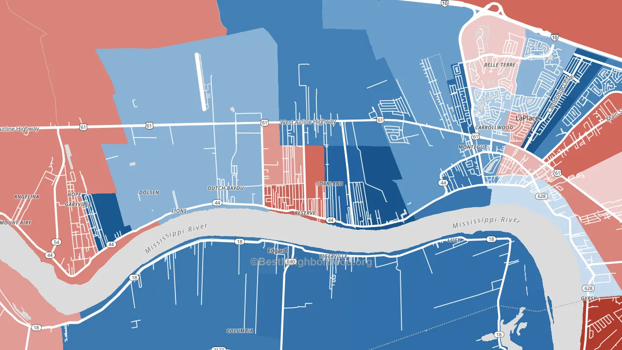 Reserve, LA block-group political-lean map