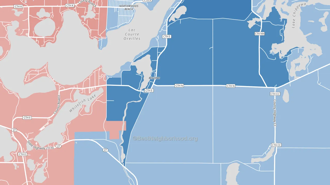 Reserve, WI block-group political-lean map