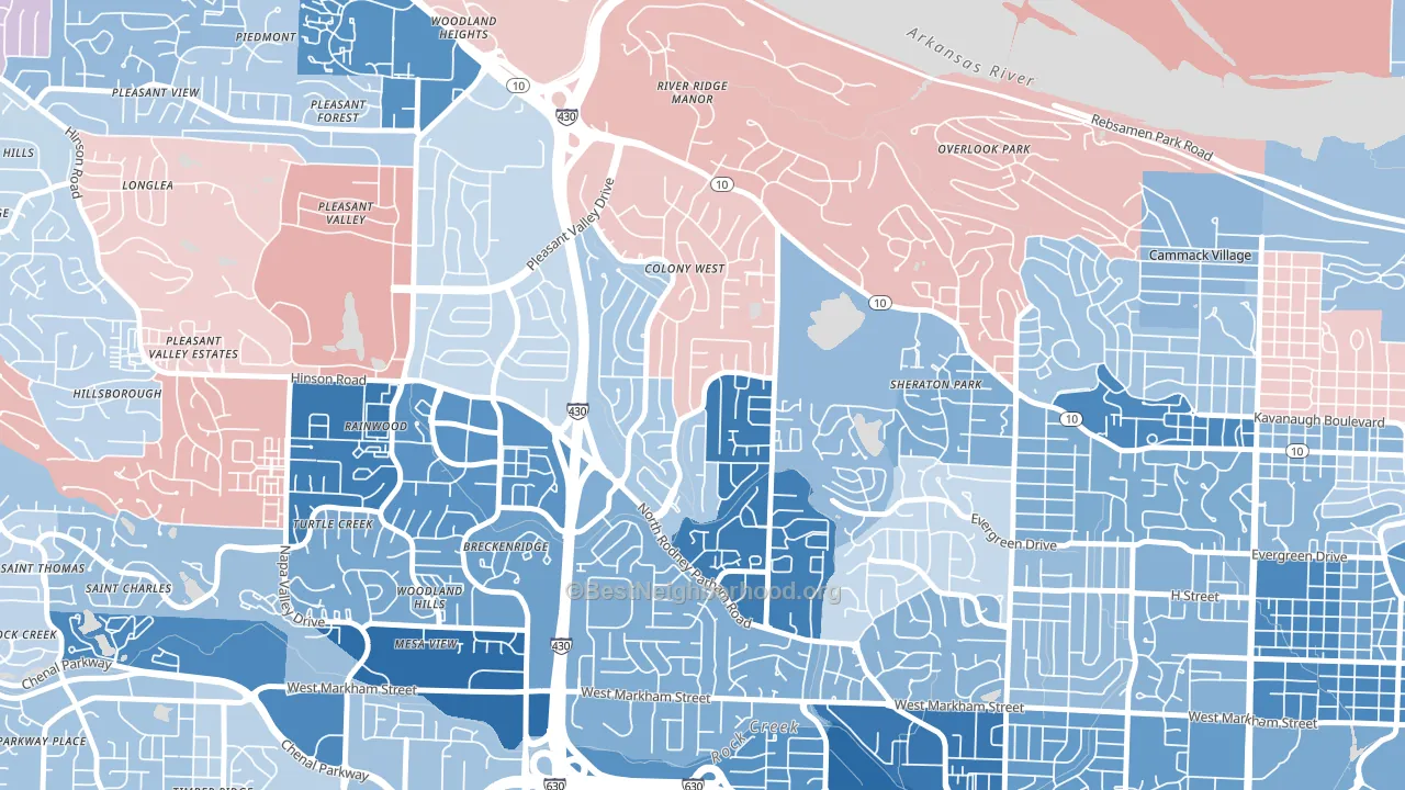 Reservoir, Little Rock, AR block-group political-lean map