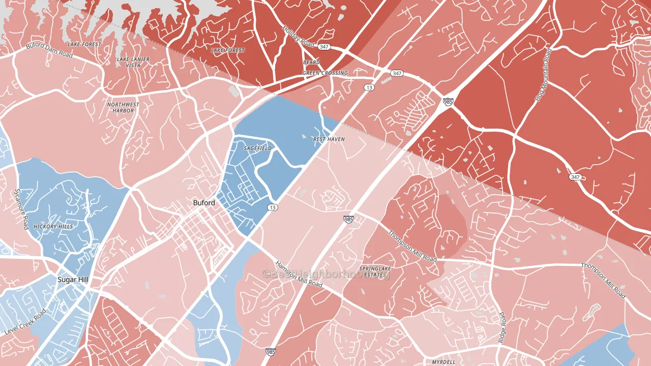 Rest Haven, GA block-group political-lean map