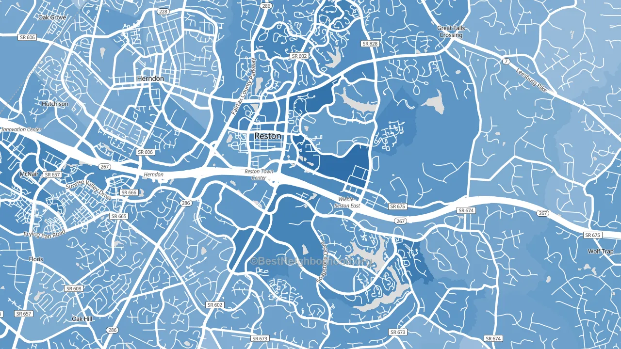 Reston, VA block-group political-lean map