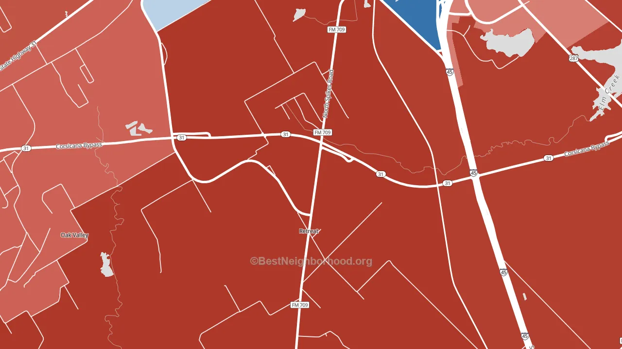 Retreat, TX block-group political-lean map
