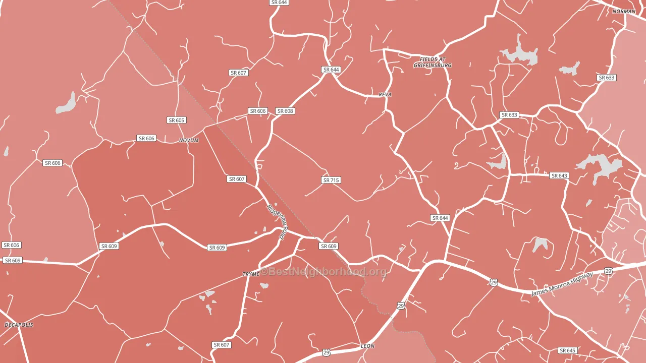 Reva, VA block-group political-lean map