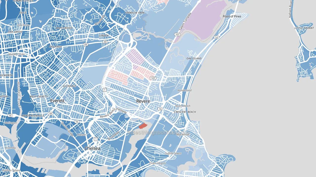 Revere, MA block-group political-lean map