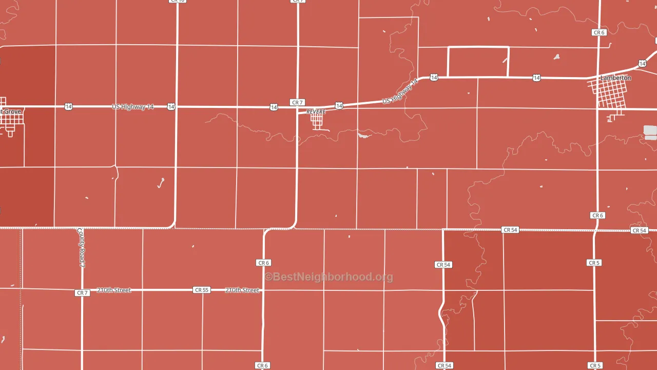 Revere, MN block-group political-lean map