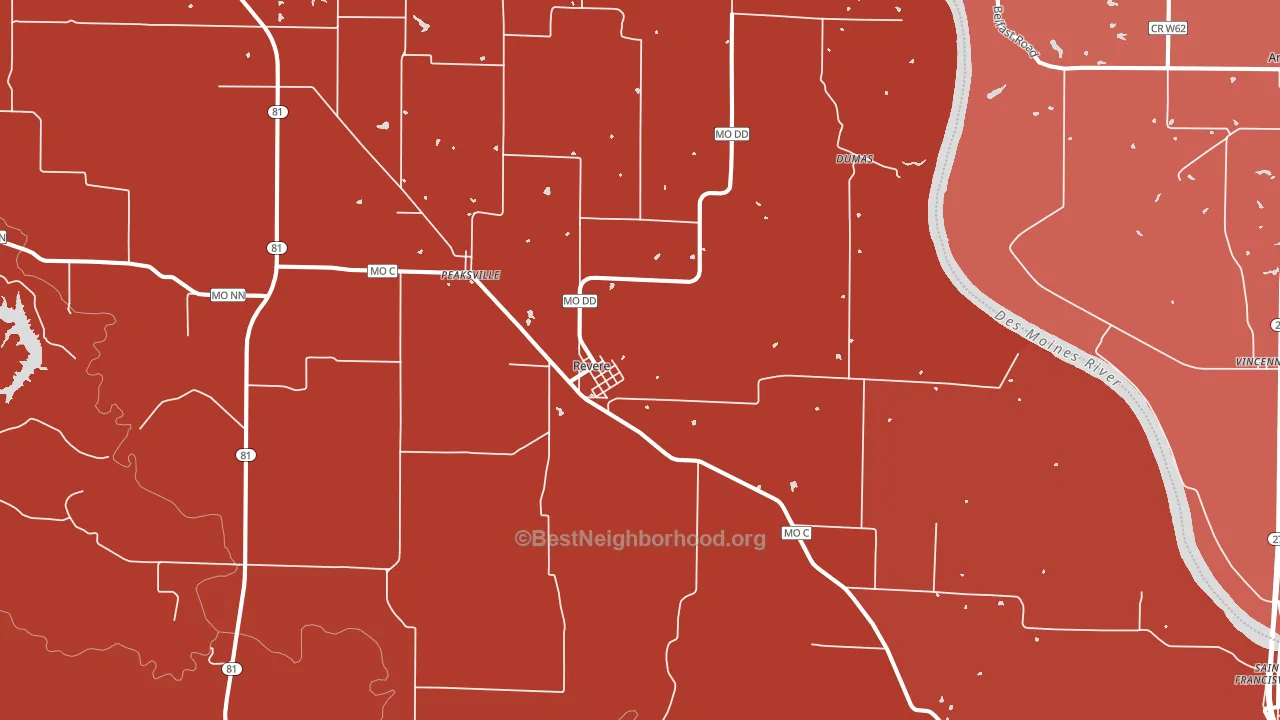 Revere, MO block-group political-lean map