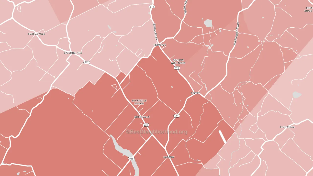 Revere, PA block-group political-lean map