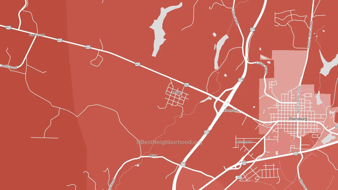 Revloc, PA block-group political-lean map