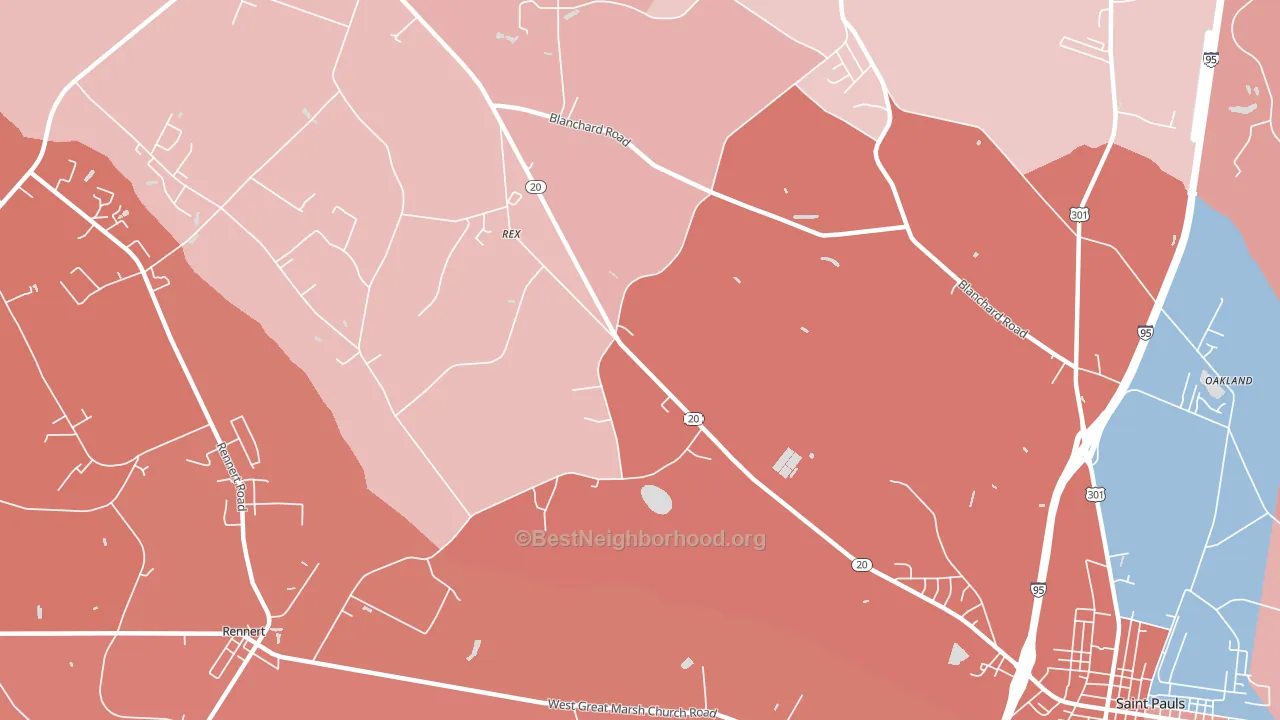 Rex, NC block-group political-lean map