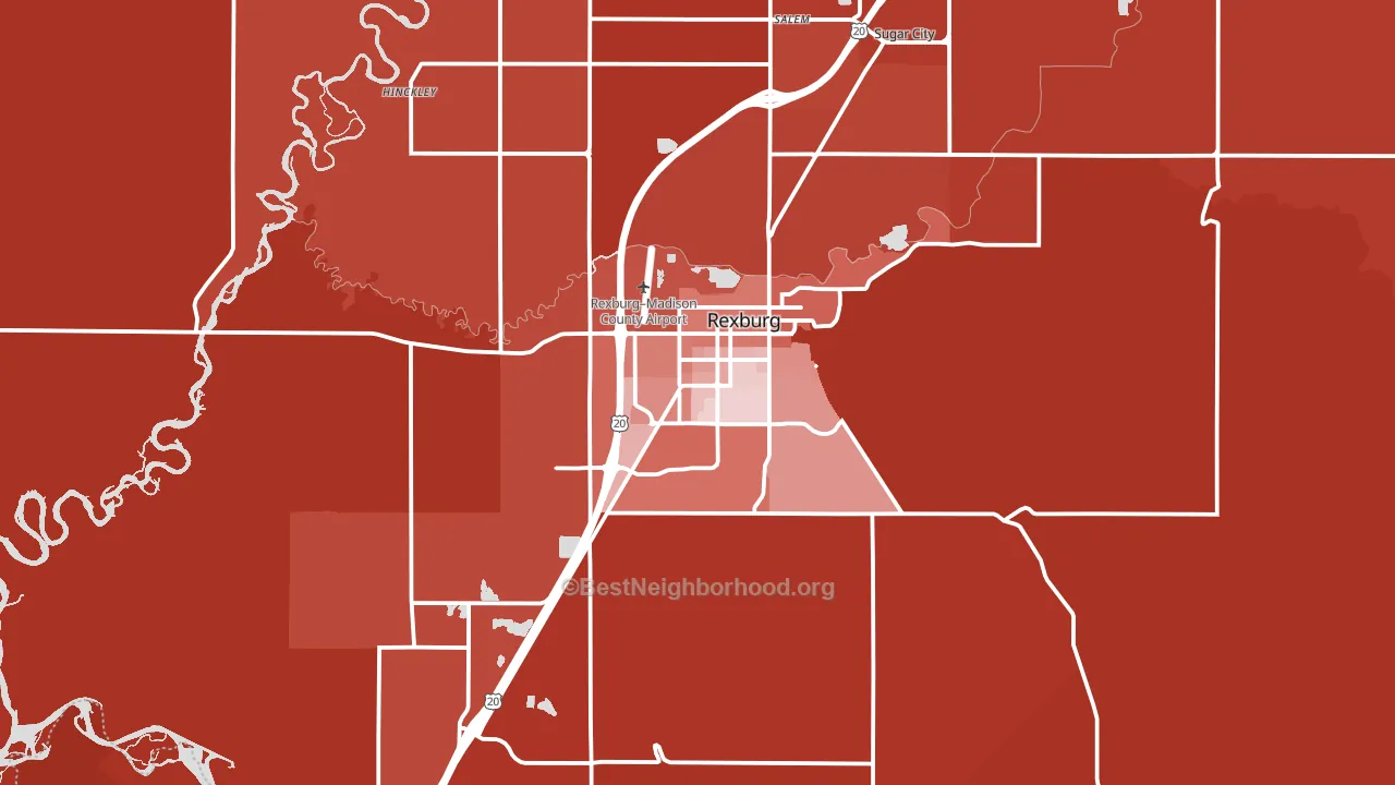 Rexburg, ID block-group political-lean map