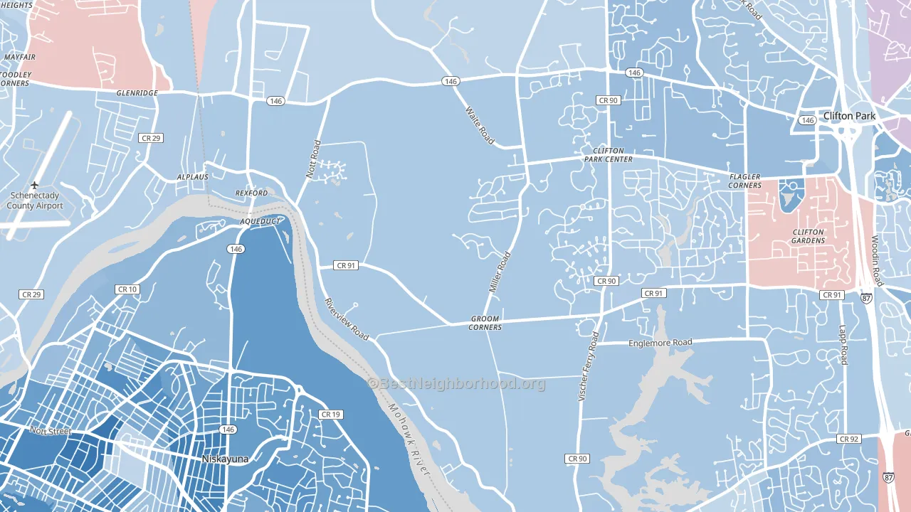 Rexford, NY block-group political-lean map