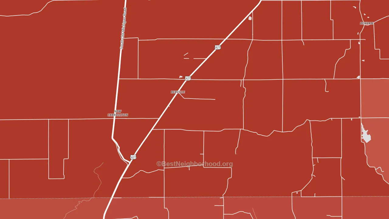 Rexville, IN block-group political-lean map