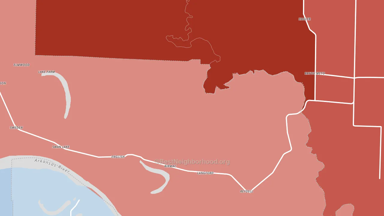 Reydell, AR block-group political-lean map