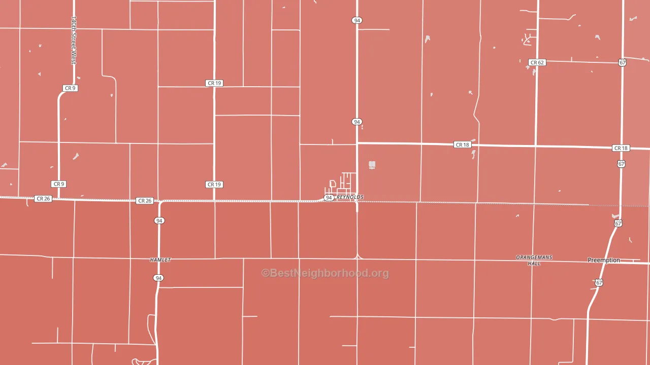 Reynolds, IL block-group political-lean map