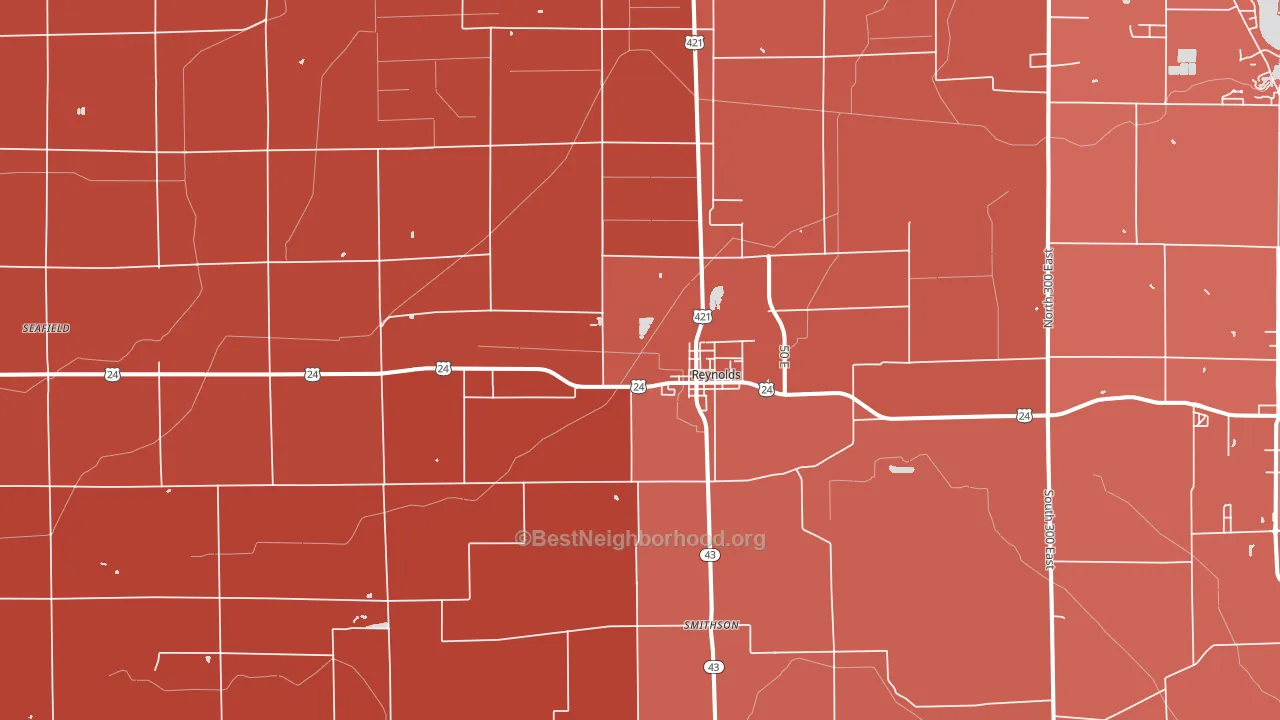 Reynolds, IN block-group political-lean map
