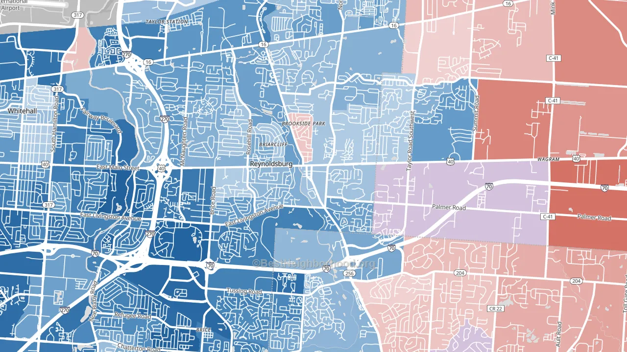 Reynoldsburg, OH block-group political-lean map