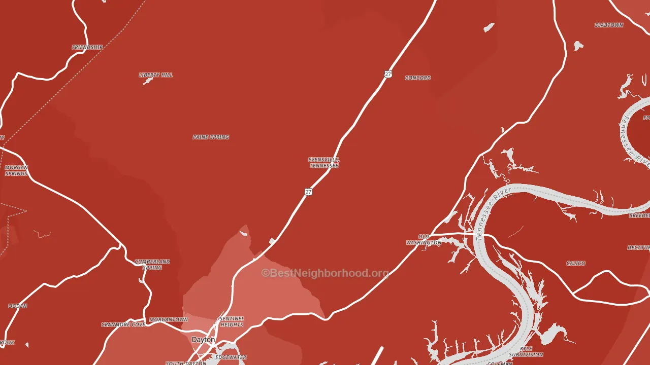 Rhea County, TN block-group political-lean map