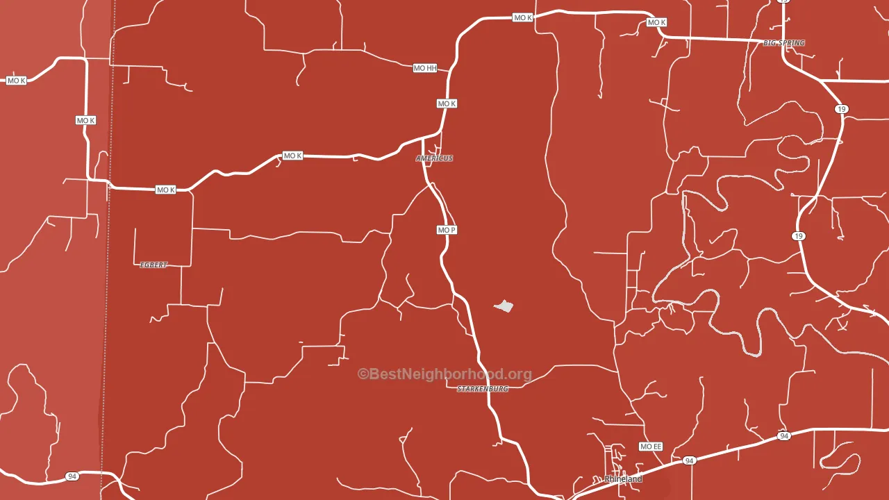 Rhineland, MO block-group political-lean map