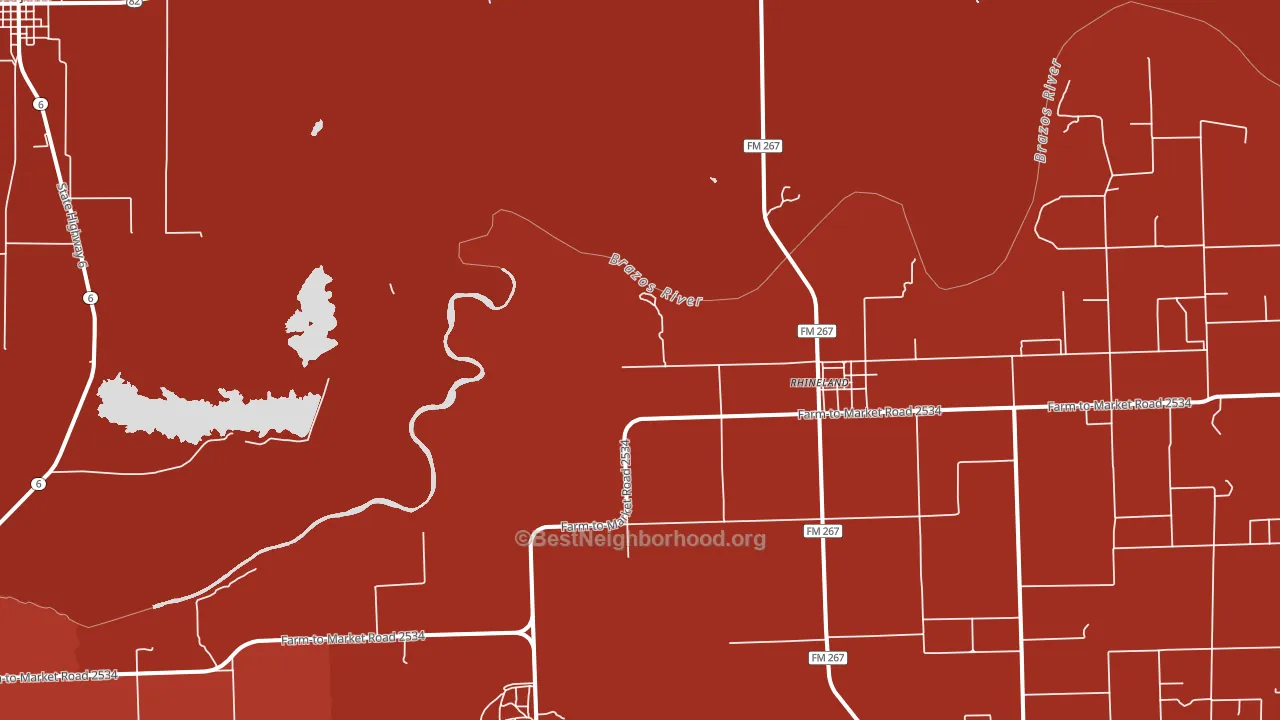 Rhineland, TX block-group political-lean map