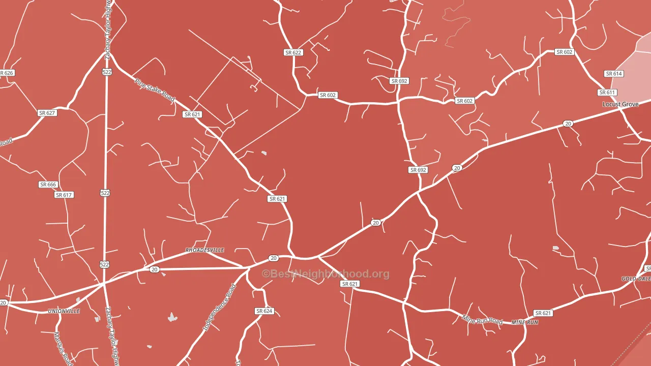 Rhoadesville, VA block-group political-lean map