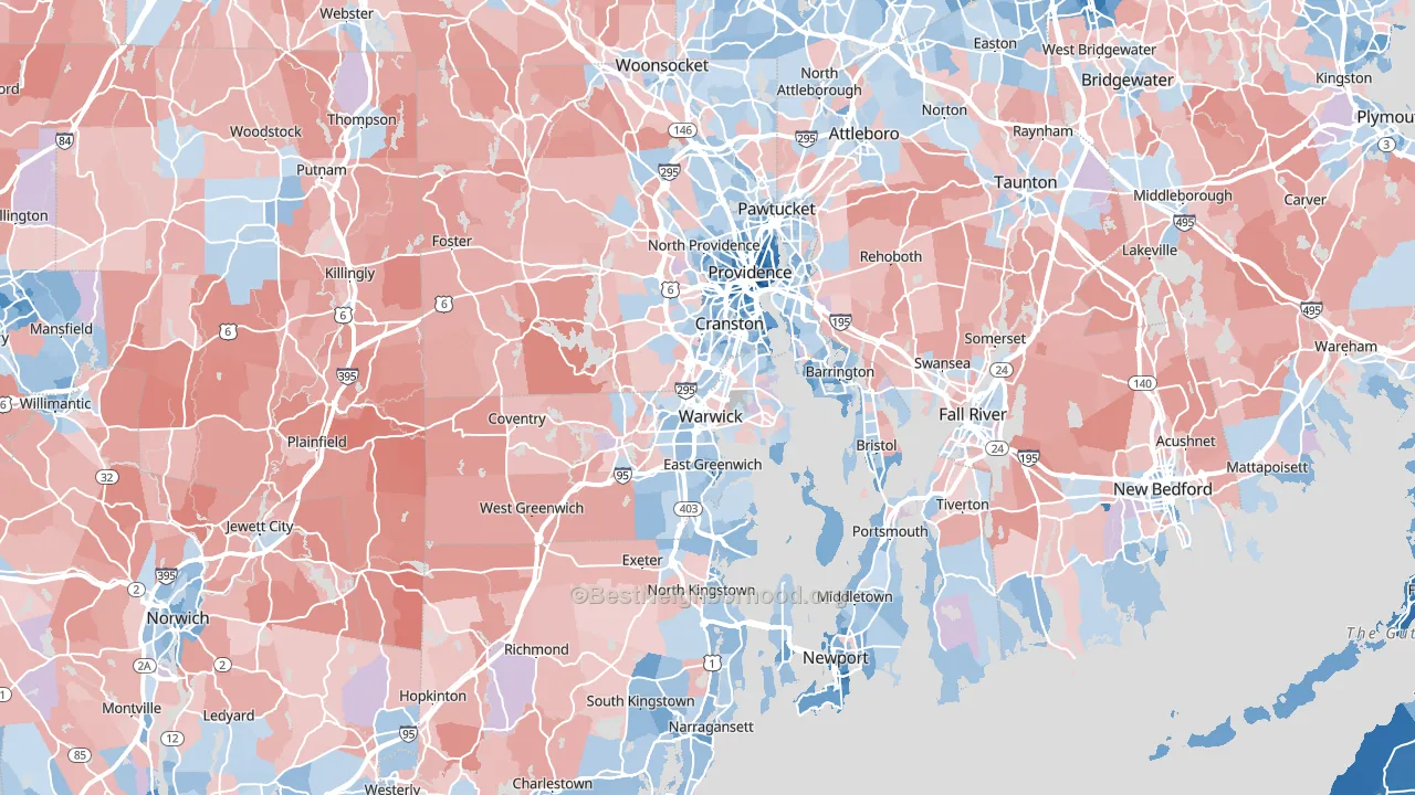 Rhode Island block-group political-lean map