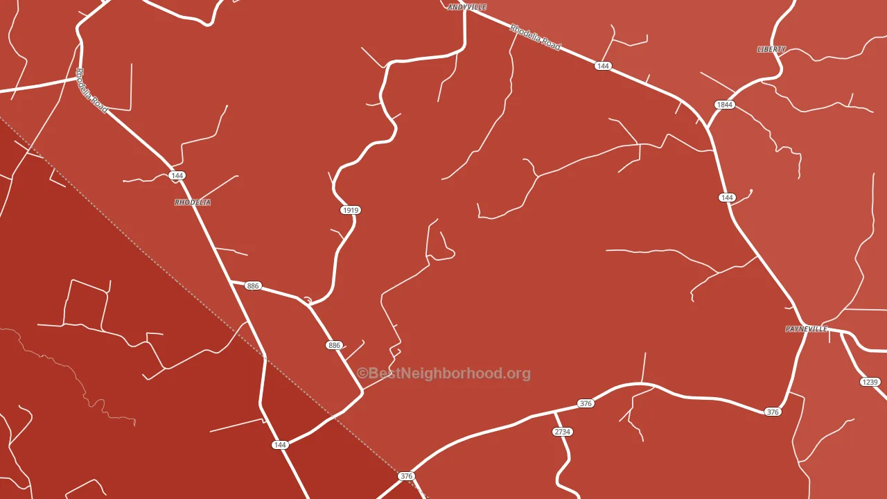 Rhodelia, KY block-group political-lean map