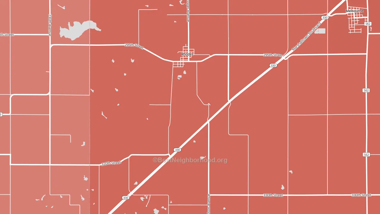 Rhodes, IA block-group political-lean map