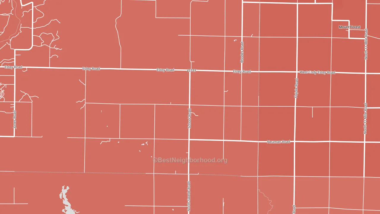 Rhodes, MI block-group political-lean map