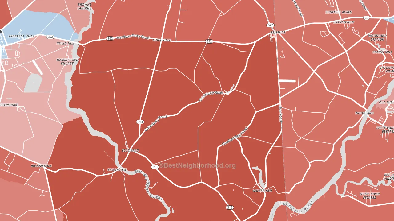 Rhodesdale, MD block-group political-lean map