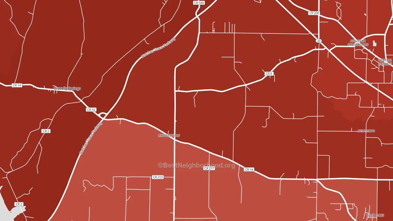 Rhodesville, AL block-group political-lean map