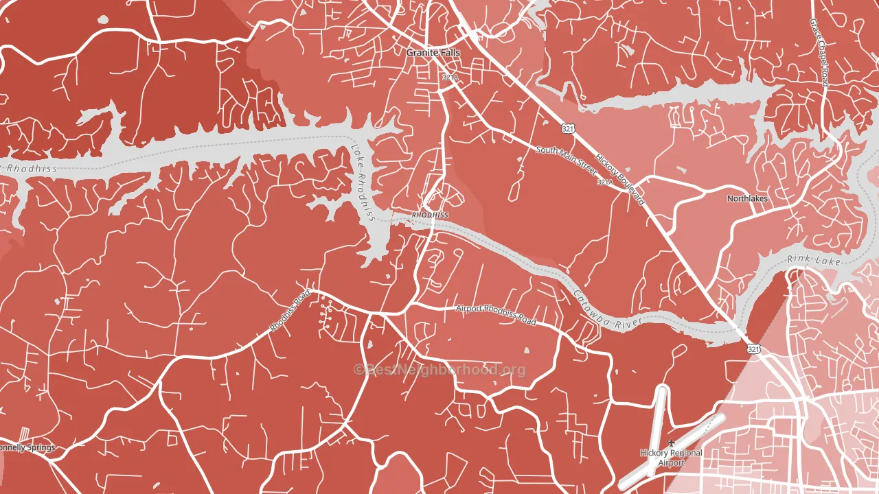 Rhodhiss, NC block-group political-lean map