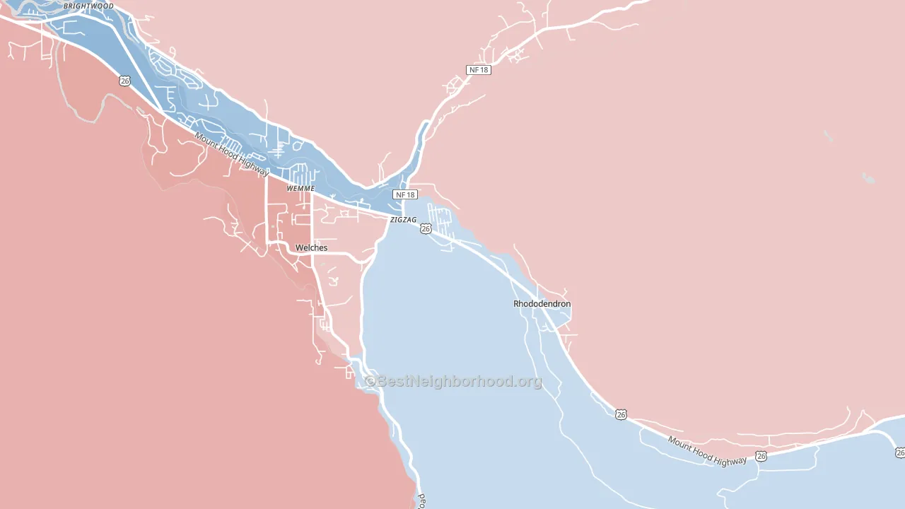 Rhododendron, OR block-group political-lean map