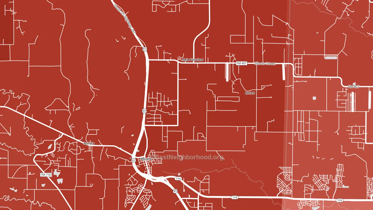 Rhome, TX block-group political-lean map