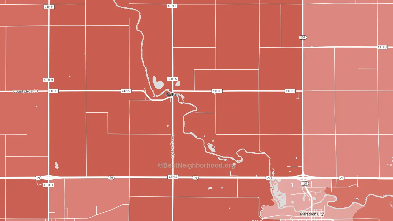 Rib Falls, WI block-group political-lean map