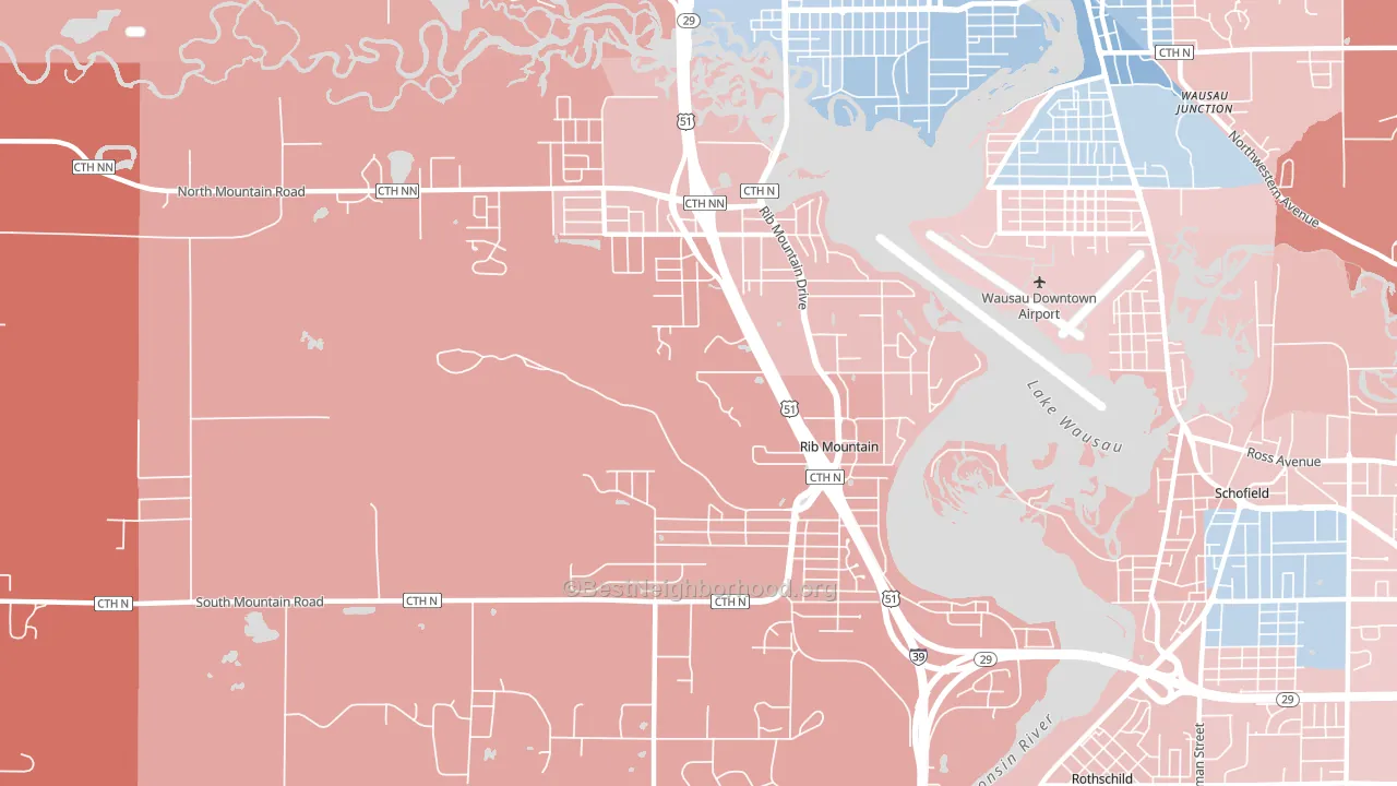 Rib Mountain, WI block-group political-lean map