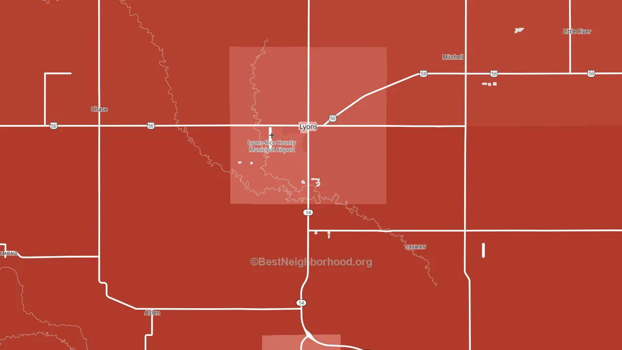 Rice County, KS block-group political-lean map