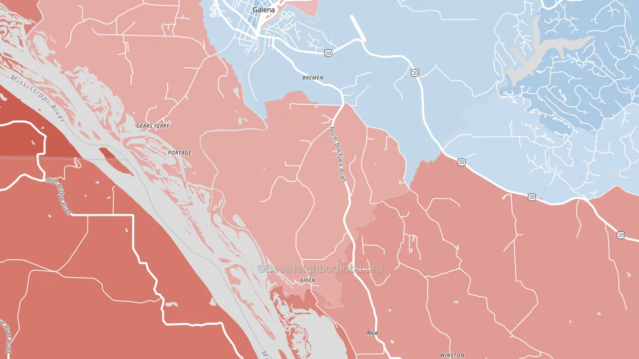 Rice, IL block-group political-lean map