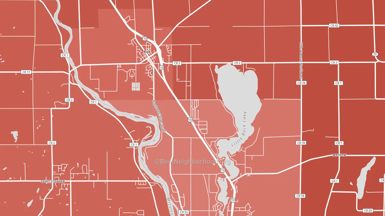 Rice, MN block-group political-lean map